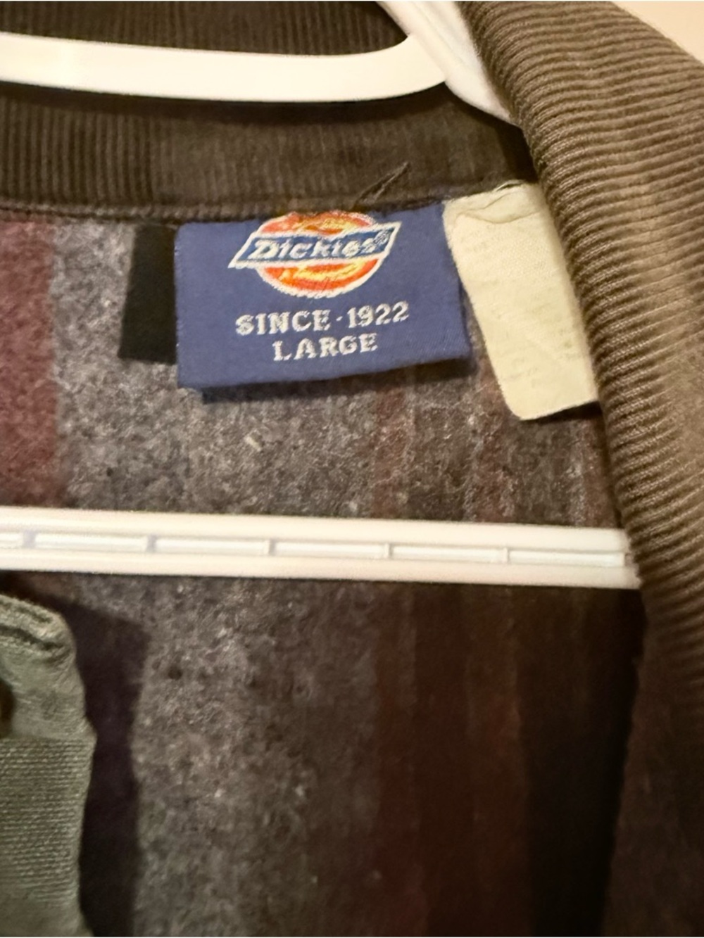 Dickies Olive Green Canvas Work Jacket with Brown Corduroy Collar - Picture 3 of 5